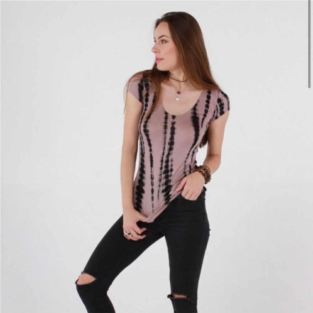 Atid Clothing Black Tie Dye Short Sleeve Shirt Size Large